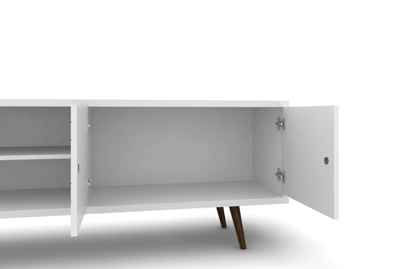 Manhattan Comfort Liberty 62.99\" Mid-Century Modern TV Stand with 3 Shelves & 2 Doors - White & Yellow