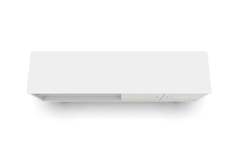 Manhattan Comfort Liberty 62.99\" Mid-Century Modern TV Stand with 3 Shelves & 2 Doors - White & Yellow