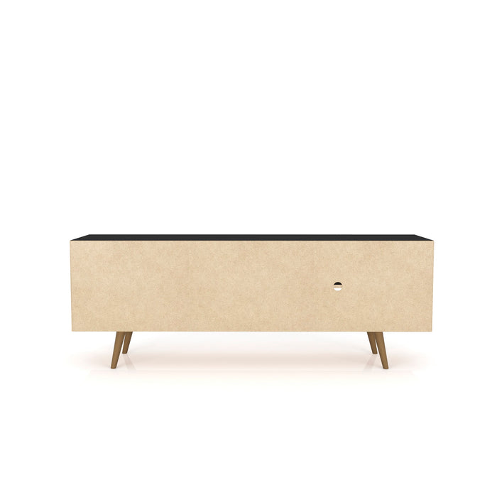 Manhattan Comfort Liberty 62.99\" Mid-Century Modern TV Stand with 3 Shelves & 2 Doors - Black