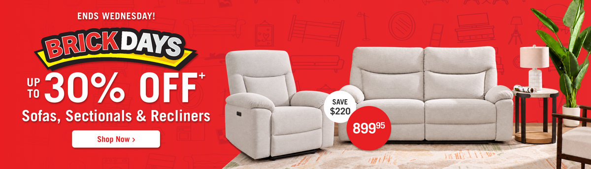 Brick Days! Ends Wednesday! Up to 30% Off Sofas, Sectionals & Recliners at The Brick! Shop Now!