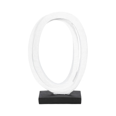 11" Oval Loops Sculpture with Volcano Texture - Black and White | Sculpture de boucles ovales de 11 po avec texture de roche volcanique - noire et blanche