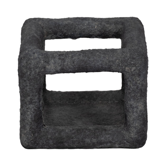 6\" Textured Open Square Cube - Black