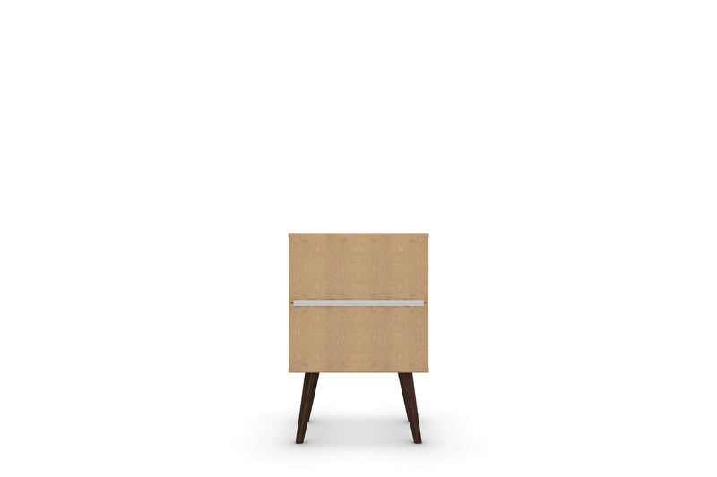 Manhattan Comfort Liberty Mid-Century Modern Nightstand with 2 Full Extension Drawers - White & Yellow