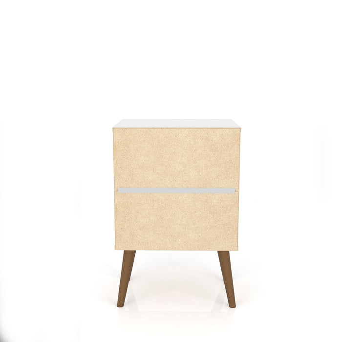 Manhattan Comfort Liberty Mid-Century Modern Nightstand with 2 Full Extension Drawers - Rustic Brown & Aqua Blue