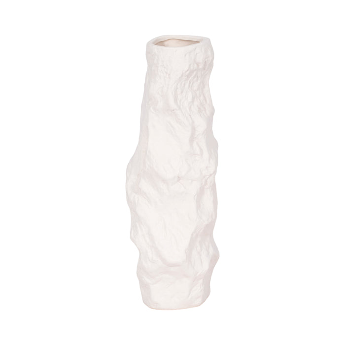 Ceramic 17\" Jagged Textured Vase - White