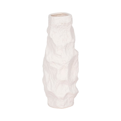 Ceramic 17" Jagged Textured Vase - White|Vase de 17 po en céramique à texture irrégulière - blanc