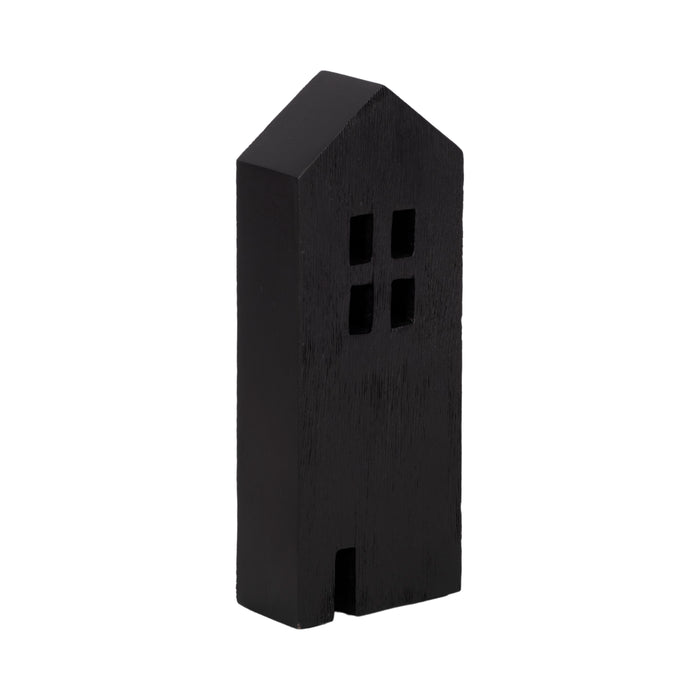 Wood 10\" House Tabletop Decor - Black