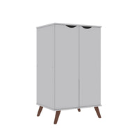 Manhattan Comfort Hampton Shoe Closet with 4 Shelves Solid Wood Legs - White