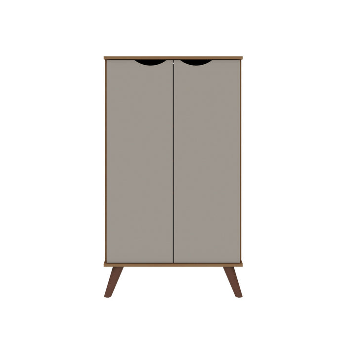 Manhattan Comfort Hampton Shoe Closet with 4 Shelves Solid Wood Legs - Off White