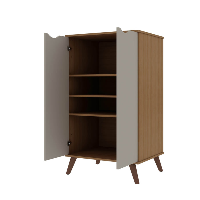 Manhattan Comfort Hampton Shoe Closet with 4 Shelves Solid Wood Legs - Off White