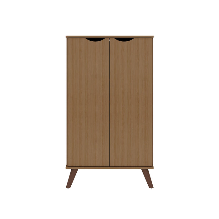 Manhattan Comfort Hampton Shoe Closet with 4 Shelves Solid Wood Legs - Maple Cream
