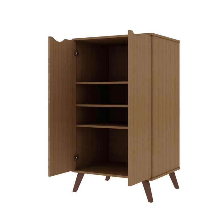 Manhattan Comfort Hampton Shoe Closet with 4 Shelves Solid Wood Legs - Maple Cream