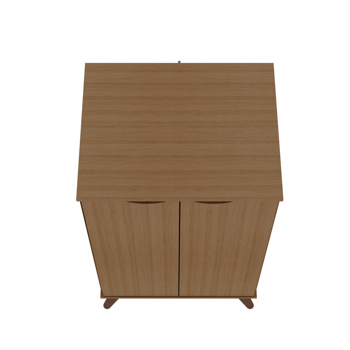 Manhattan Comfort Hampton Shoe Closet with 4 Shelves Solid Wood Legs - Maple Cream