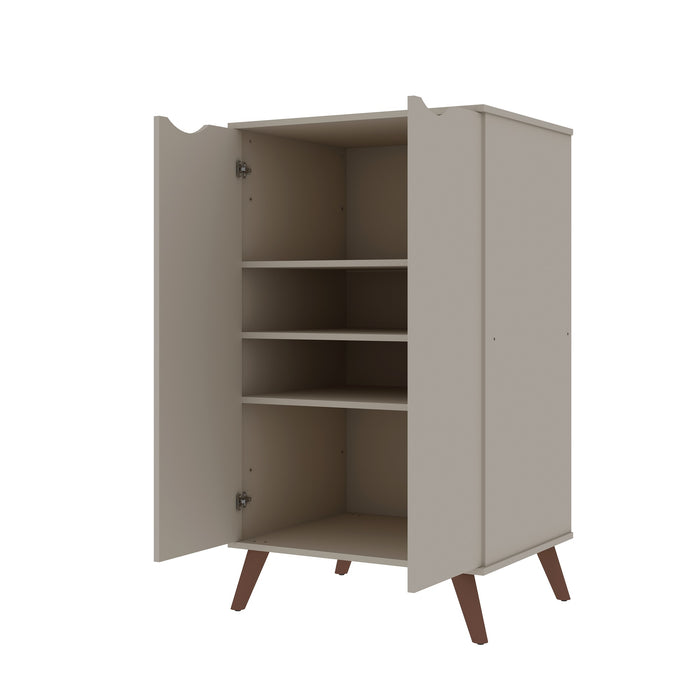 Manhattan Comfort Hampton Shoe Closet with 4 Shelves Solid Wood Legs - Off White & Maple Cream