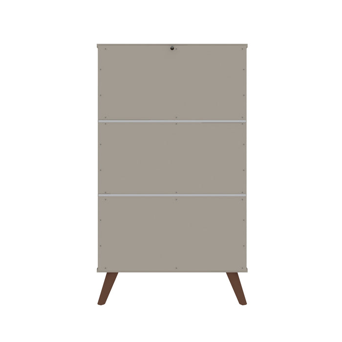 Manhattan Comfort Hampton Shoe Closet with 4 Shelves Solid Wood Legs - Off White & Maple Cream
