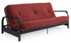 Dorel Home Cleo Black Metal Arm Full Size Futon Frame with 6\" Thermo-bonded High-Density Polyester Fill Mattress - Red