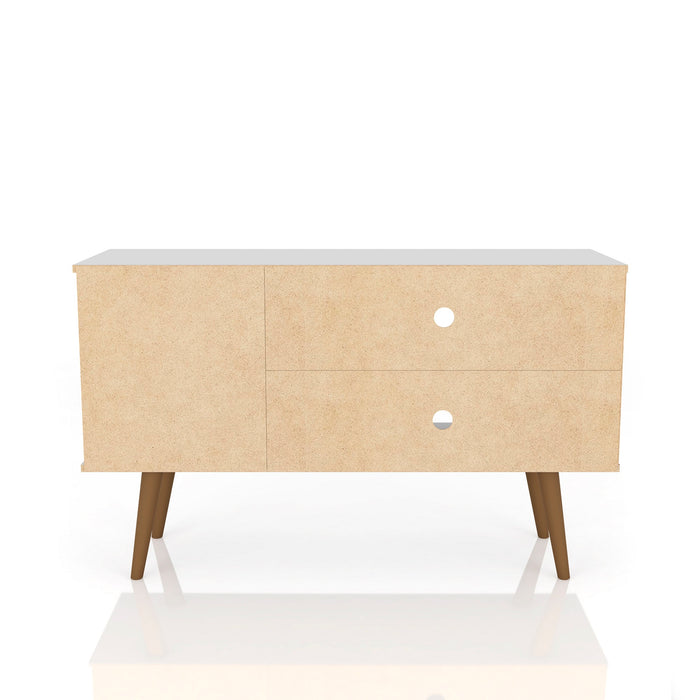 Manhattan Comfort Liberty 42.52\" Mid-Century Modern TV Stand with 2 Shelves & 1 Door - White & Aqua Blue