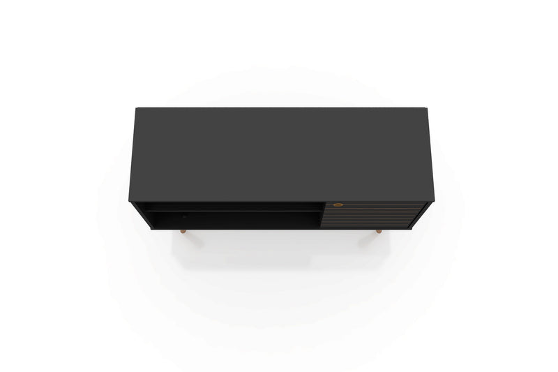 Manhattan Comfort Liberty 42.52\" Mid-Century Modern TV Stand with 2 Shelves & 1 Door - Black