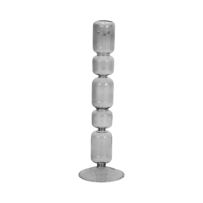 12\" Mixed Bubble Taper Candleholder - Black