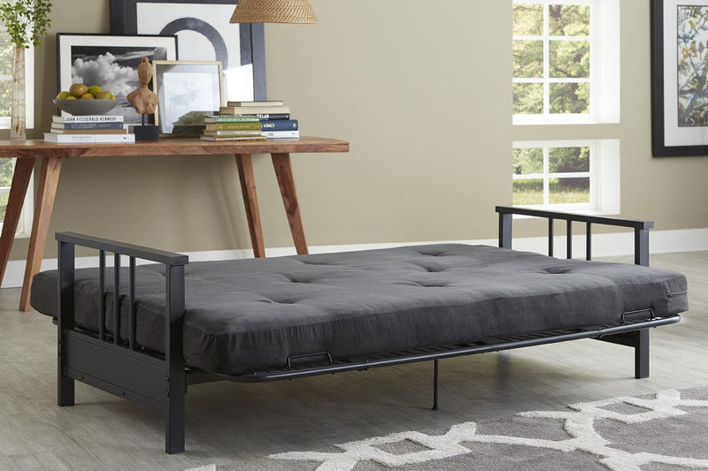 Dorel Home Harlow Metal Arm Full Size Futon with 6\" Microfiber Mattress - Grey