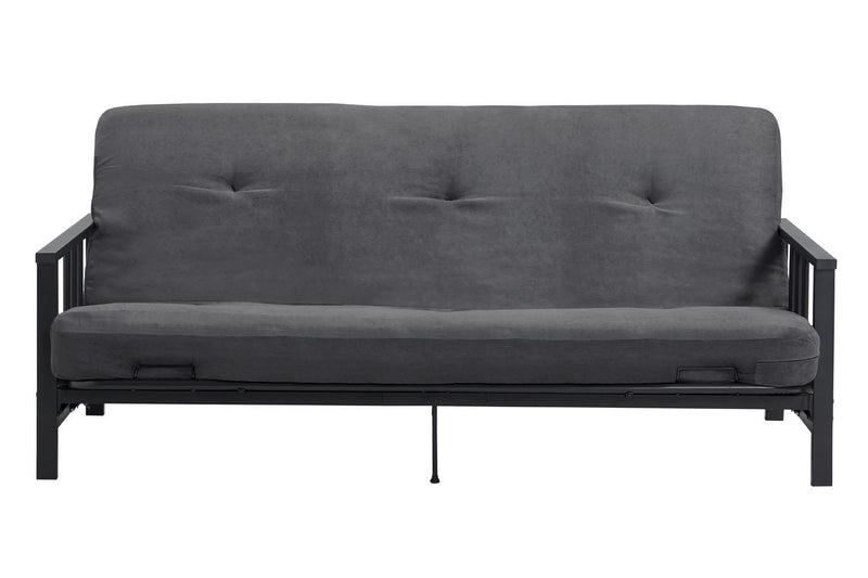 Dorel Home Harlow Metal Arm Full Size Futon with 6\" Microfiber Mattress - Grey