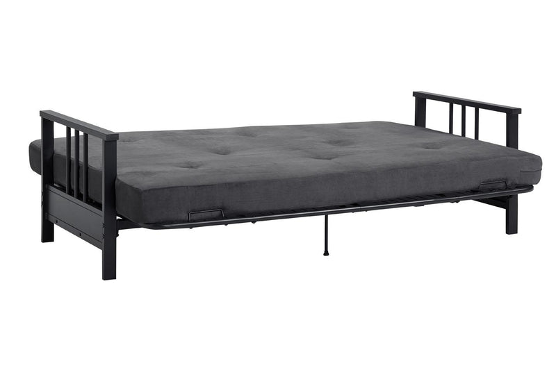 Dorel Home Harlow Metal Arm Full Size Futon with 6\" Microfiber Mattress - Grey