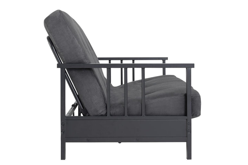 Dorel Home Harlow Metal Arm Full Size Futon with 6\" Microfiber Mattress - Grey