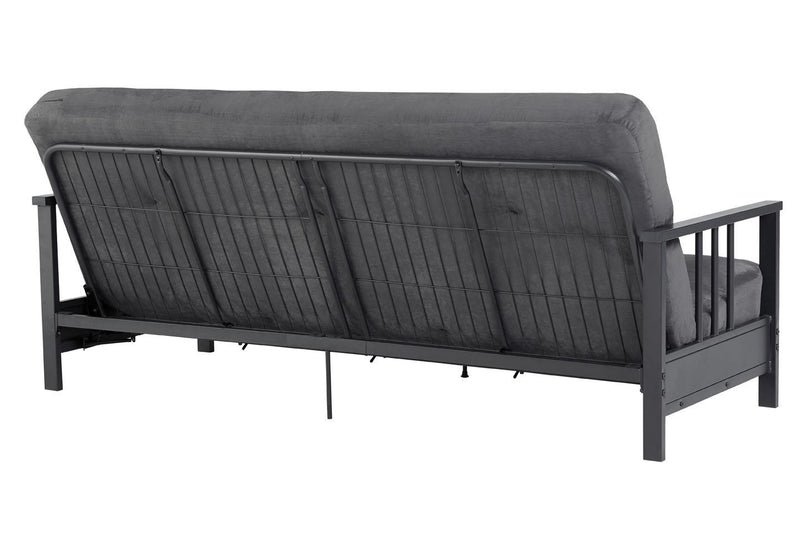 Dorel Home Harlow Metal Arm Full Size Futon with 6\" Microfiber Mattress - Grey