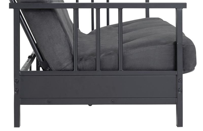 Dorel Home Harlow Metal Arm Full Size Futon with 6\" Microfiber Mattress - Grey