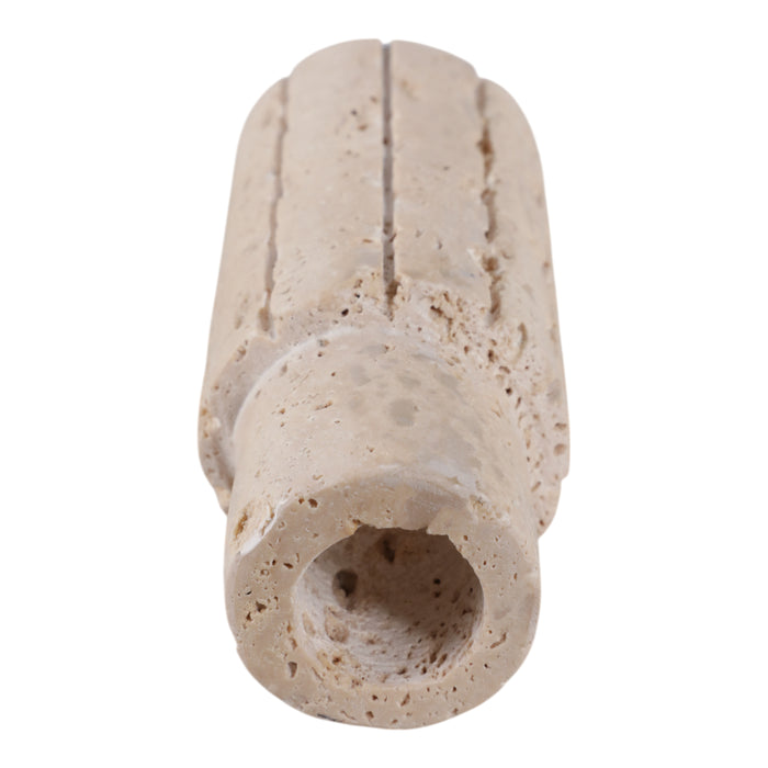 5\" x 2\" Raw Edge Travertine Taper Holder - Tan