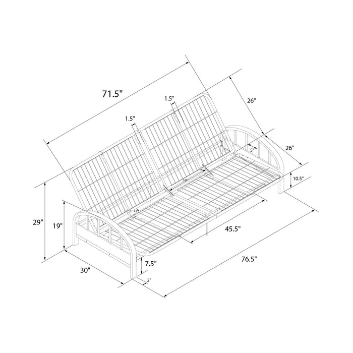 DHP Aiden Futon Frame - Gunmetal Grey