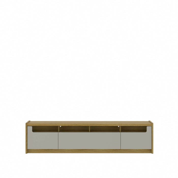 Manhattan Comfort Munoz 87.12\" TV Stand with 3 Compartments & Media Shelves - Grey Gloss