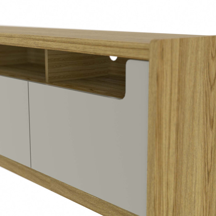 Manhattan Comfort Munoz 87.12\" TV Stand with 3 Compartments & Media Shelves - Grey Gloss