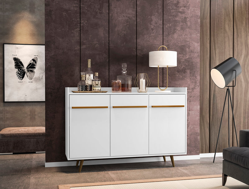 Manhattan Comfort Bradley 53.54” Buffet Stand with 4 Shelves - White