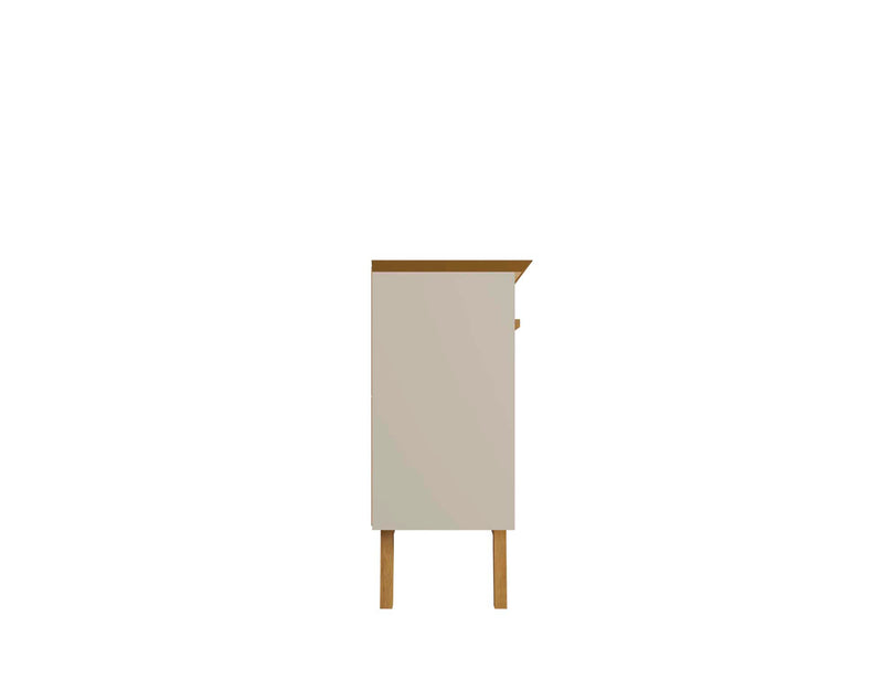 Manhattan Comfort Yonkers 62.99” Sideboard with Solid Wood Legs & 2 Cabinets - Off White & Cinnamon Buffet