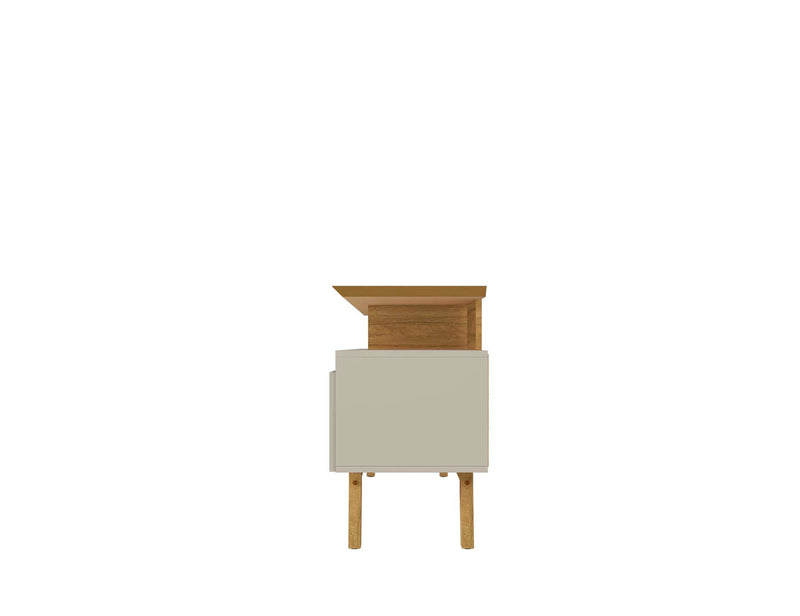 Manhattan Comfort Yonkers 62.99\" TV Stand with Solid Wood Legs & 6 Media Storage Compartments - Off White & Cinnamon