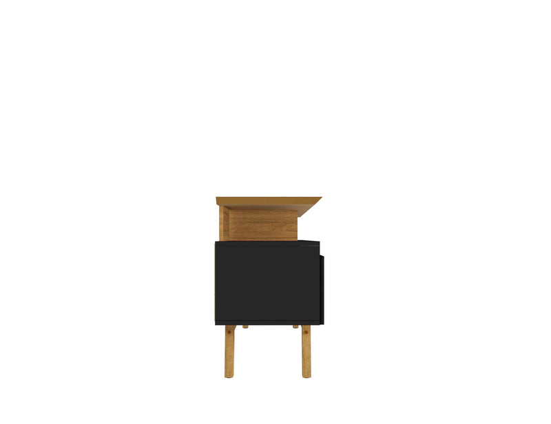 Manhattan Comfort Yonkers 62.99\" TV Stand with Solid Wood Legs & 6 Media Storage Compartments - Black & Cinnamon
