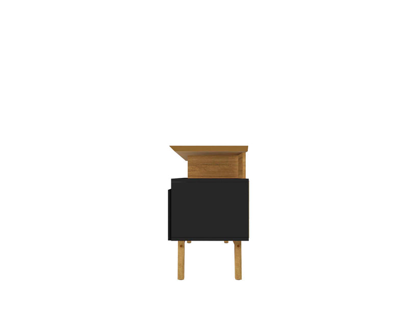 Manhattan Comfort Yonkers 62.99\" TV Stand with Solid Wood Legs & 6 Media Storage Compartments - Black & Cinnamon