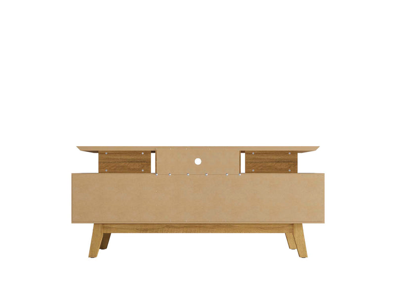Manhattan Comfort Yonkers 62.99\" TV Stand with Solid Wood Legs & 6 Media Storage Compartments - Black & Cinnamon