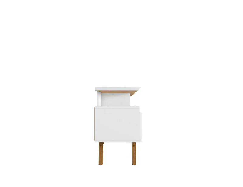 Manhattan Comfort Yonkers 70.86\" TV Stand with Solid Wood Legs & 6 Media Storage Compartments - White