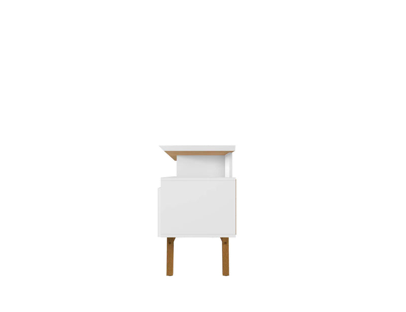 Manhattan Comfort Yonkers 70.86\" TV Stand with Solid Wood Legs & 6 Media Storage Compartments - White
