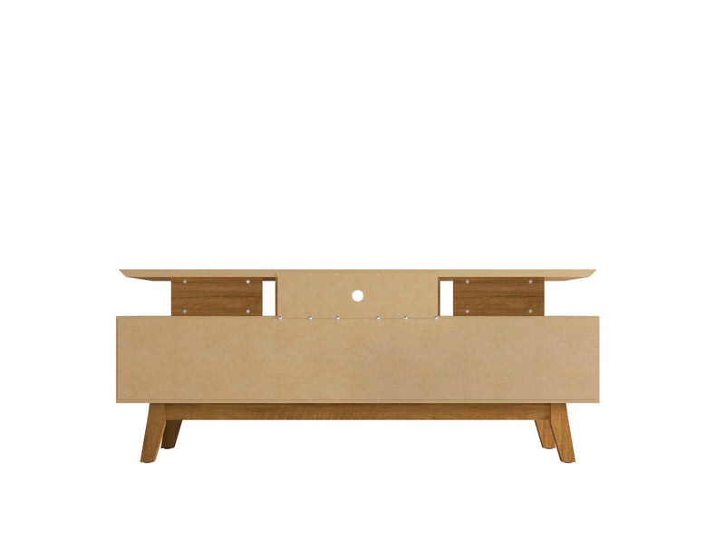 Manhattan Comfort Yonkers 70.86\" TV Stand with Solid Wood Legs & 6 Media Storage Compartments - Black & Cinnamon