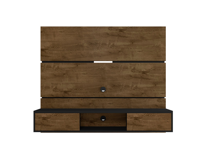 Manhattan Comfort Vernon 62.99\" Floating Wall Entertainment Center - Rustic Brown & Black