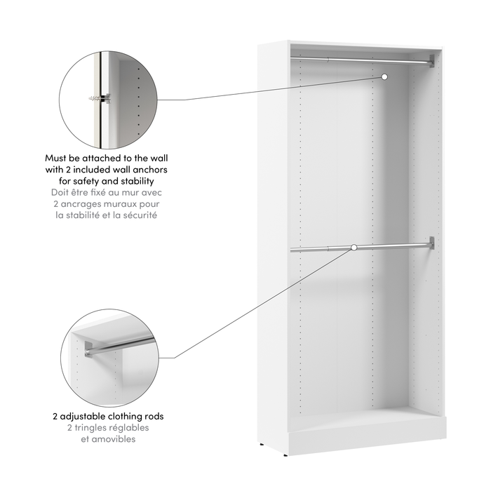 Bestar Florence 35\" Modular Double Hanging Closet System - White
