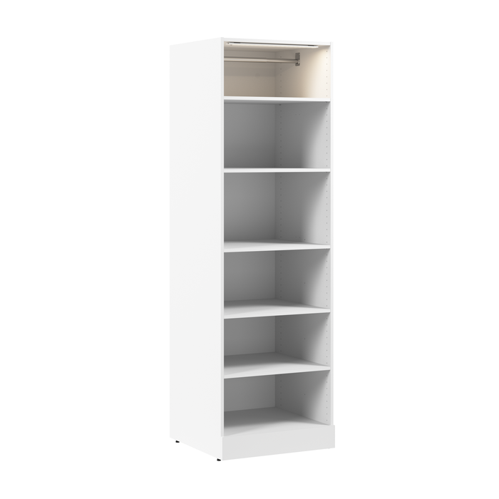 Bestar Florence 25\" Modular Reach-In/Walk-In Closet System with LED Light and Shelves - White