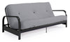 Dorel Home Cleo Black Metal Arm Full Size Futon Frame with 6\" Thermo-bonded High-Density Polyester Fill Mattress - Grey