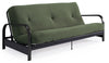 Dorel Home Cleo Black Metal Arm Full Size Futon Frame with 6\" Thermo-bonded High-Density Polyester Fill Mattress - Green