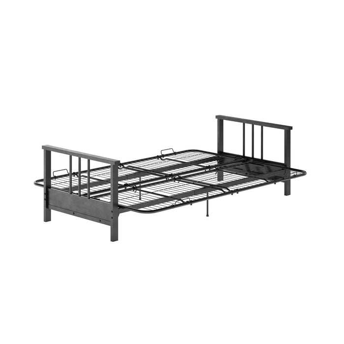 Dorel Home Harlow Full Metal Arm Futon with 6\" Thermo-bonded High-Density Polyester Fill Futon Mattress - Blue