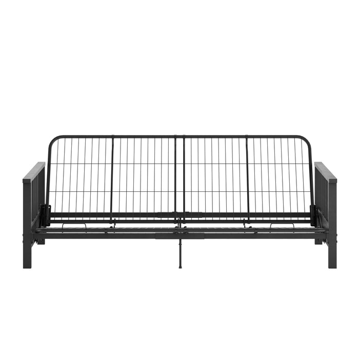 Dorel Home Harlow Full Metal Arm Futon with 6\" Thermo-bonded High-Density Polyester Fill Futon Mattress - Blue