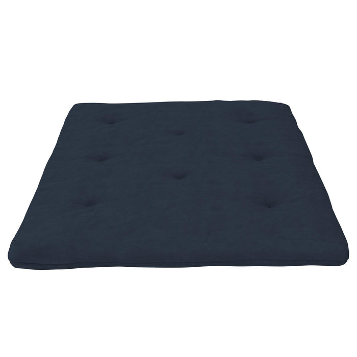 Dorel Home Harlow Full Metal Arm Futon with 6\" Thermo-bonded High-Density Polyester Fill Futon Mattress - Blue